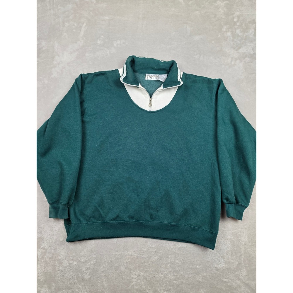 Vintage Jaclyn Smith Sport Sweatshirt Womens L Green Quarter Zip Pilling